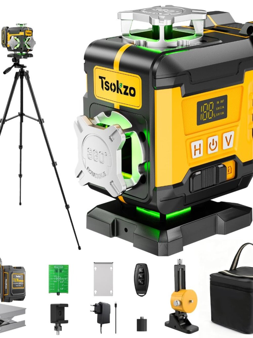 NEW 16 Lines Laser Level with Tripod 4 X 360 Self 4D Tool Green Cross Line Port